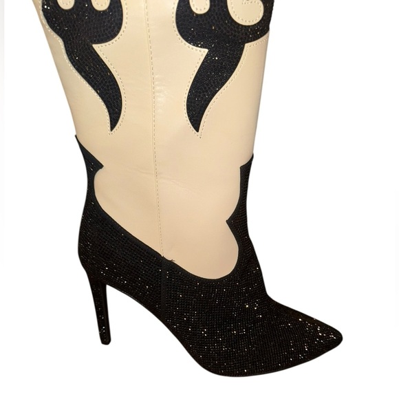 INC International Concepts Black and Cream Heeled Boots - Picture 7 of 13